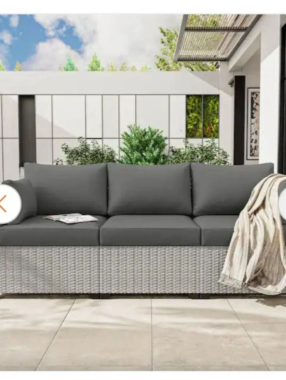 NWT 8-Piece Outdoor RattaPatio Cushion Cover, Replacement Slipcovers Grey